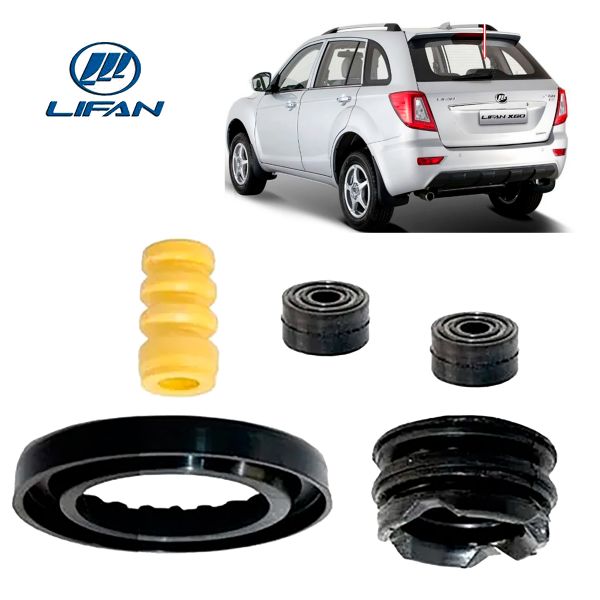 03.2.12.31423 LIFAN X60 13/21 - Kit Coxim Batente e Buchas do Amortecedor Traseiro S/ Rolamento X60