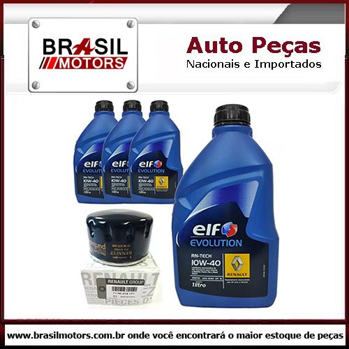 77002 Kit Renault 1.6 8v /16v - Kit Troca de Óleo Original Renault Logan Sandero Clio Duster Oroch